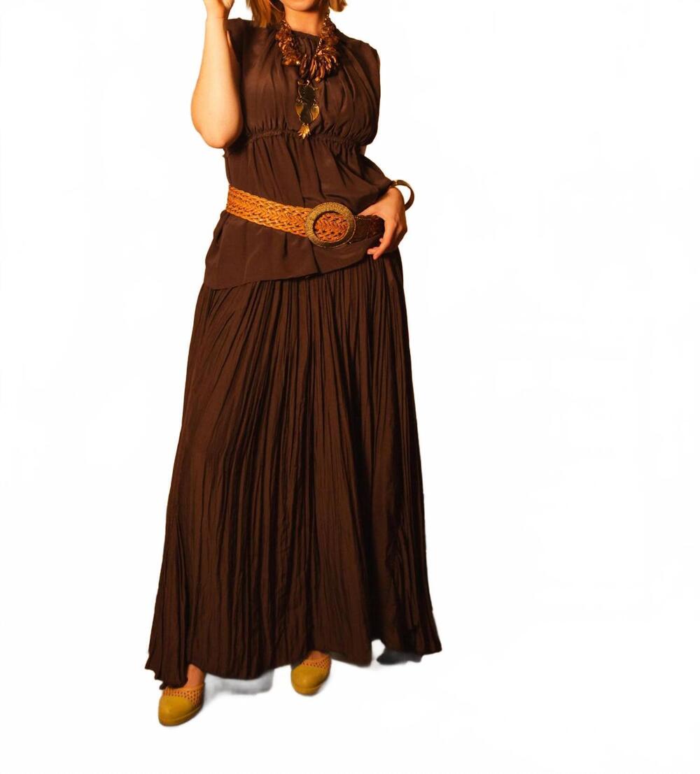 NEW LANVIN gathered maxi skirt in cocoa